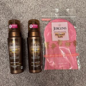 Jergens Natural Glow Instant Sun Tanning Mousse Set Of 2 + Mitt
